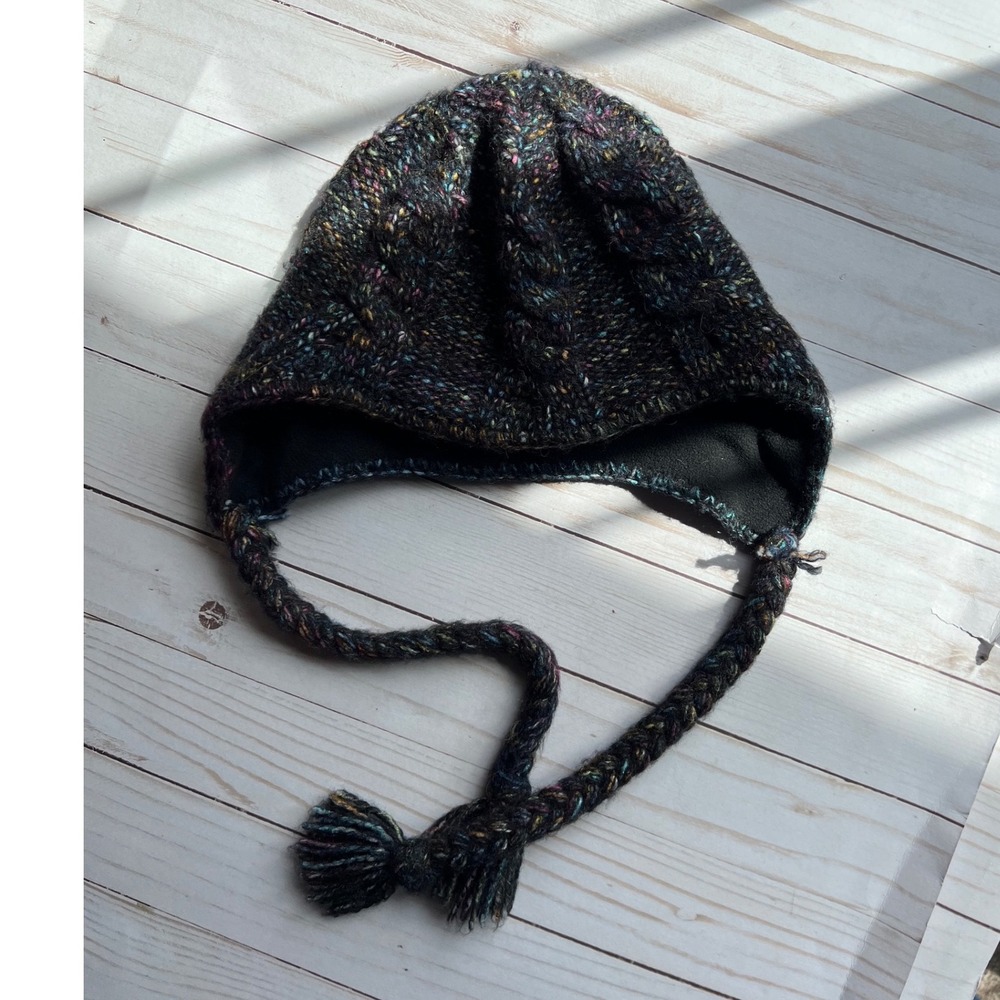 Columbia Womens Trapper Hat Cable Knit Fleece Lined Beanie Multi Color Tassel OS - Picture 1 of 7